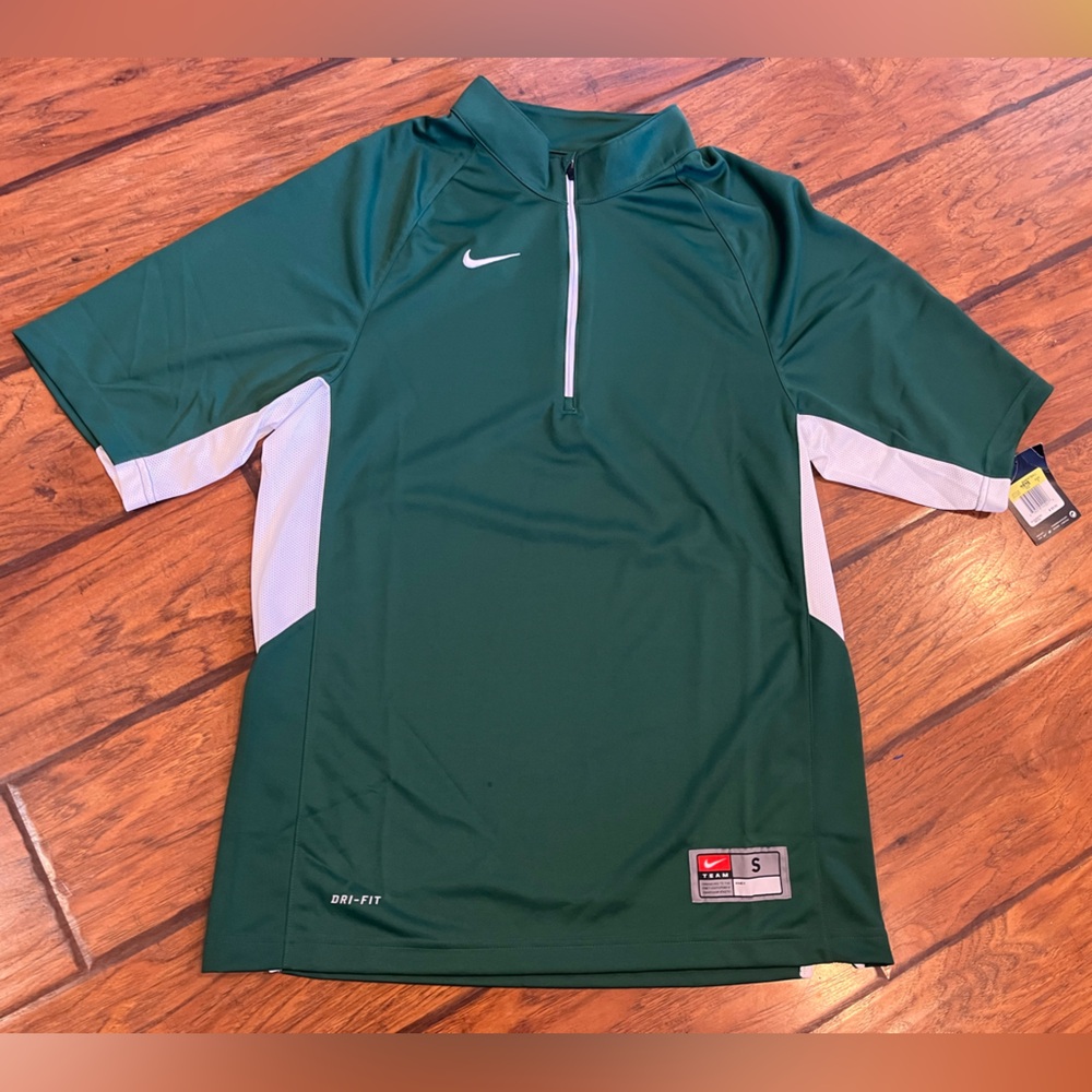 Nike shirt mens Small green Dri Fit 1/2 zip tee NWT basketball team performance